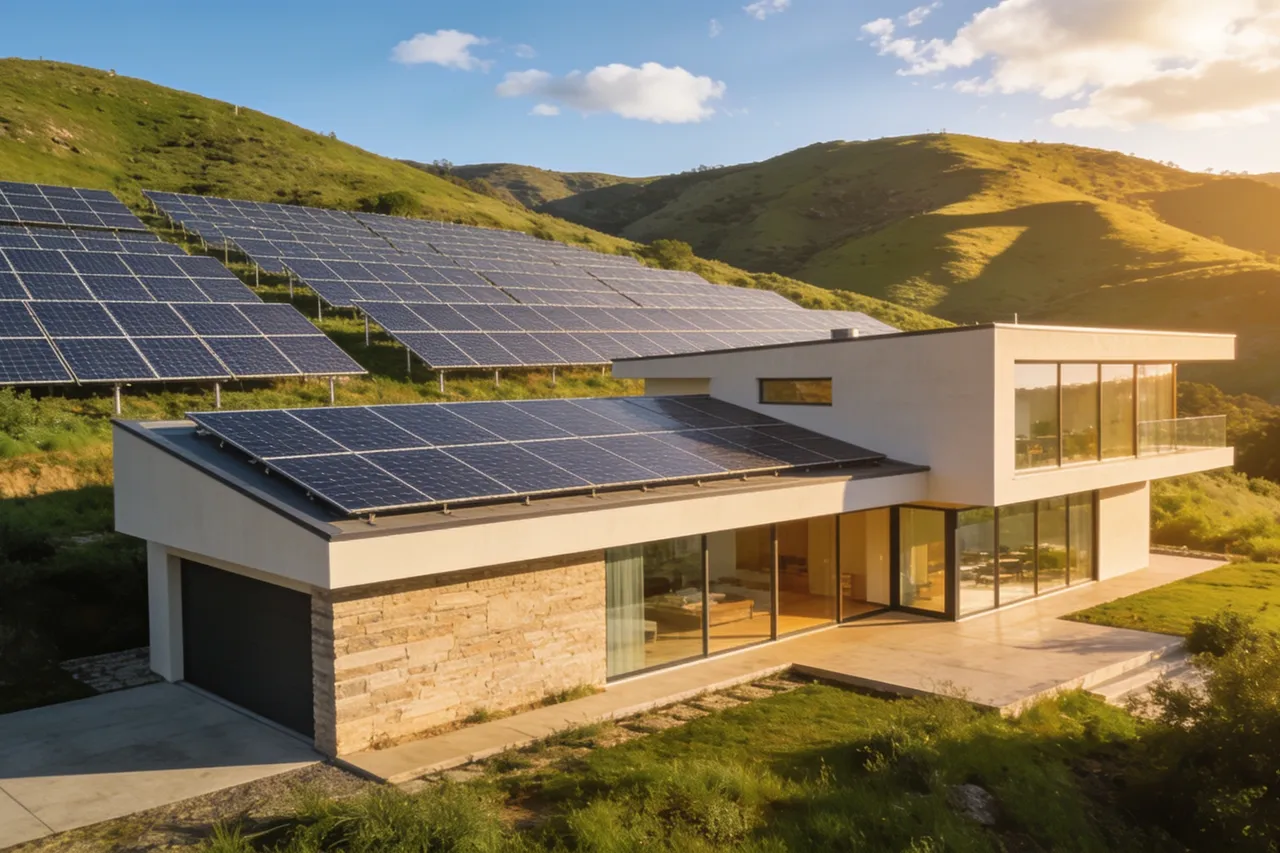 Casa em Minas Gerais com fazenda solar ao fundo, representando desconto na conta de luz — desconto na conta de luz Minas Gerais